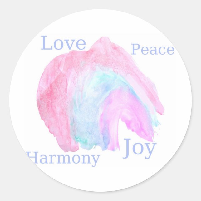 Sticker Rond Peace Love Harmony Joy (Devant)