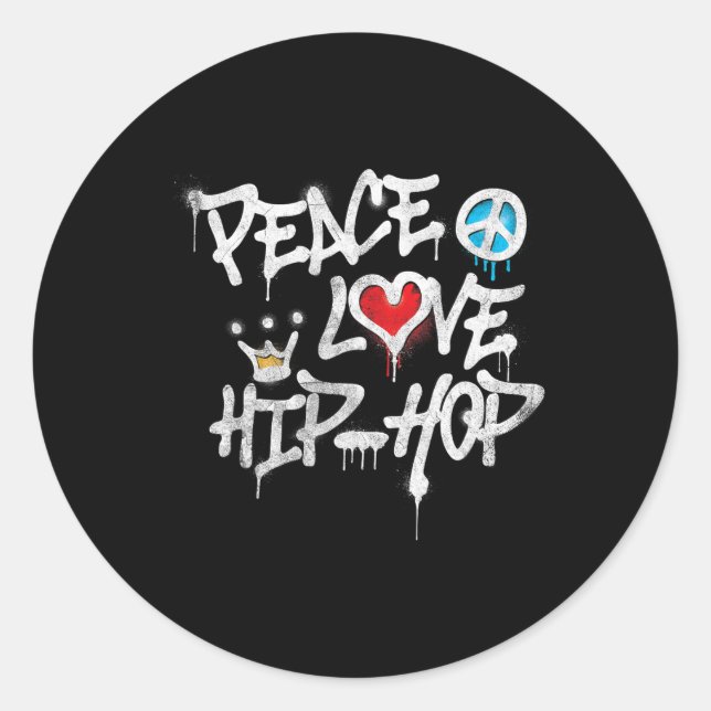 Sticker Rond Peace Love Hip hop Dancing (Devant)
