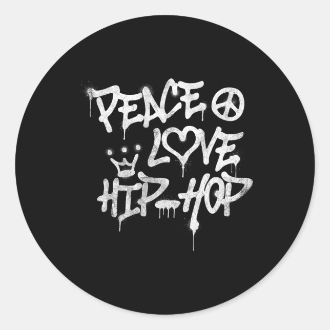 Sticker Rond Peace Love Hip hop Dancing 1 (Devant)