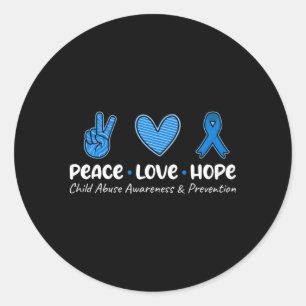 Sticker Rond Peace Love Hope Child Abuse Awareness Prevention B