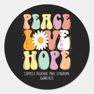 Sticker Rond Peace Love Hope Complex Regional Pain Syndrome Crp