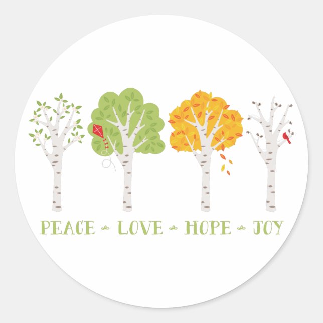 Sticker Rond Peace Love Hope Joy (Devant)