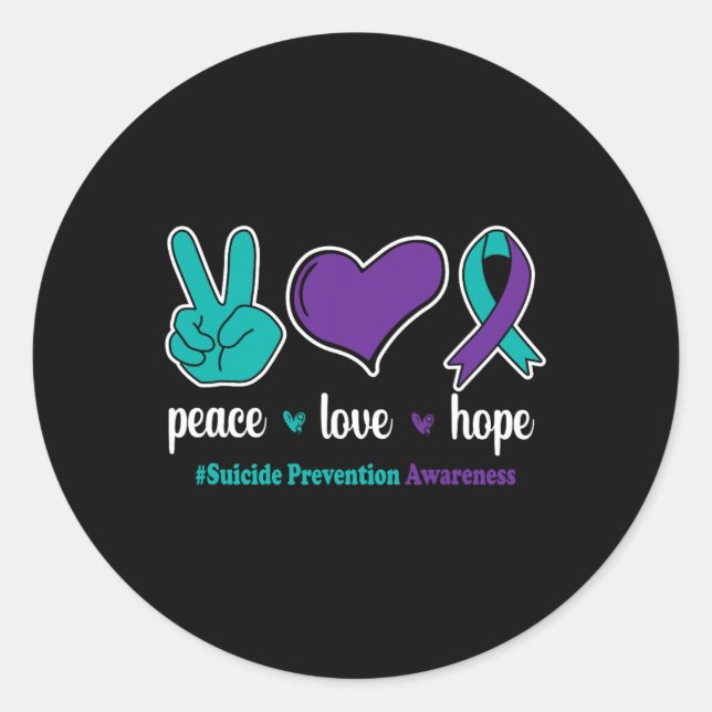 Sticker Rond Peace Love Hope - Prévention du suicide (Devant)