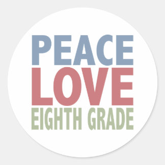 Sticker Rond Peace Love Huitième année