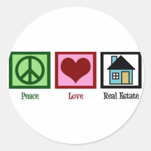 Sticker Rond Peace Love Immobilier