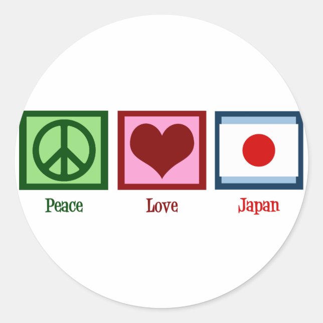 Sticker Rond Peace Love Japon (Devant)
