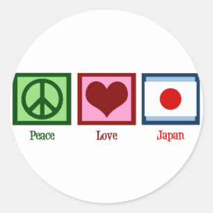Sticker Rond Peace Love Japon