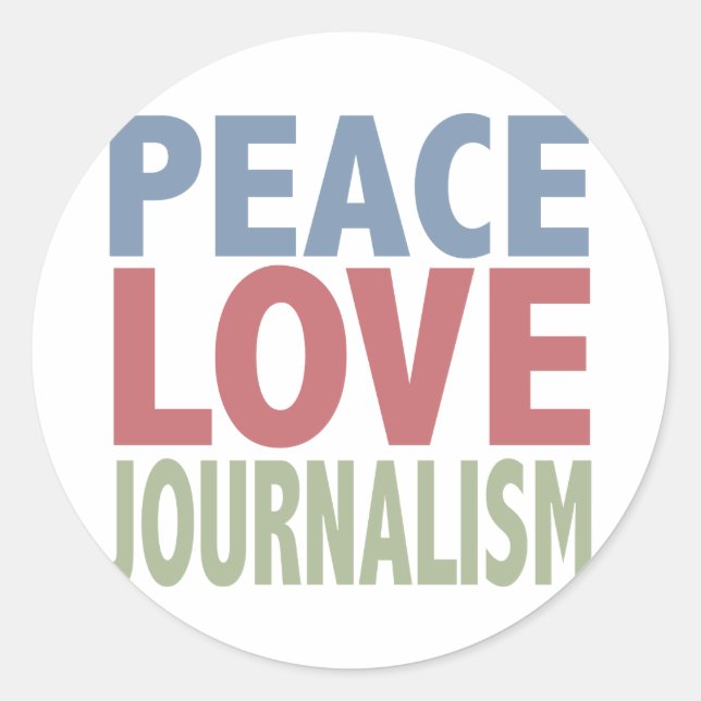 Sticker Rond Peace Love Journalism (Devant)