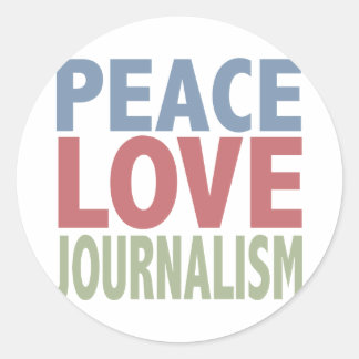 Sticker Rond Peace Love Journalism