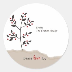Sticker Rond Peace Love Joy Holiday Don