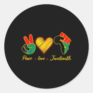 Sticker Rond Peace Love Junetdix Pride Black Girl Black Queen