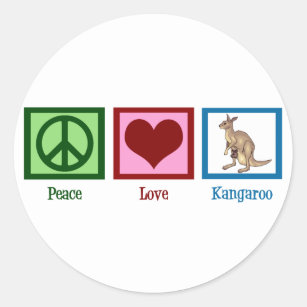 Sticker Rond Peace Love Kangaroo