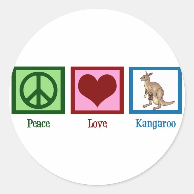 Sticker Rond Peace Love Kangaroo (Devant)