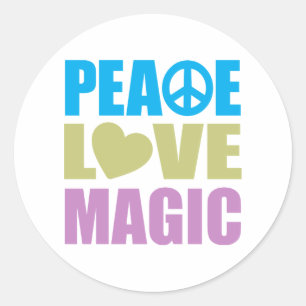 Sticker Rond Peace Love Magic