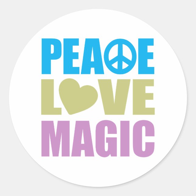 Sticker Rond Peace Love Magic (Devant)