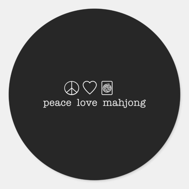 Sticker Rond Peace Love Mahjong (Devant)
