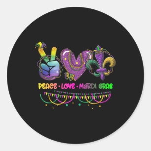 Sticker Rond Peace Love Mardi Gras Beads Carnival Parade Nouvea