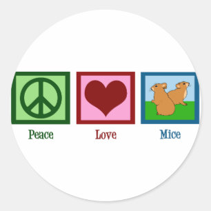 Sticker Rond Peace Love Mice