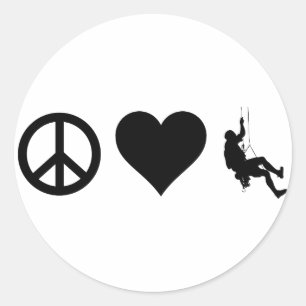 Sticker Rond Peace Love Mountain Escalade