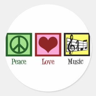 Sticker Rond Peace Love Music