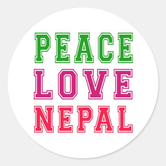 Sticker Rond Peace Love Nepal (Devant)