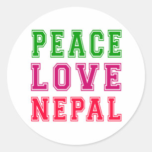 Sticker Rond Peace Love Nepal