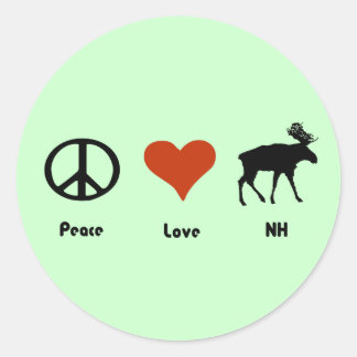 Sticker Rond Peace Love New Hampshire