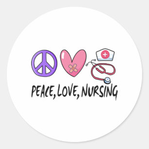 Sticker Rond Peace Love Nuring