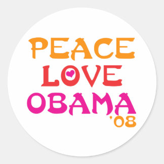 Sticker Rond Peace Love Obama