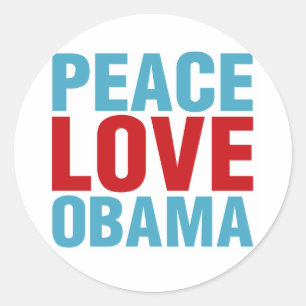 Sticker Rond Peace Love Obama