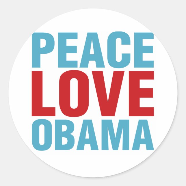 Sticker Rond Peace Love Obama (Devant)