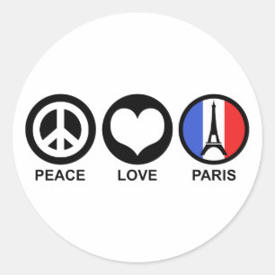 Sticker Rond Peace Love Paris