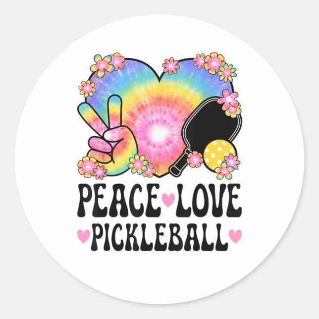 Sticker Rond Peace Love Pickleball (Devant)