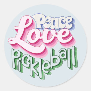 Sticker Rond Peace Love Pickleball