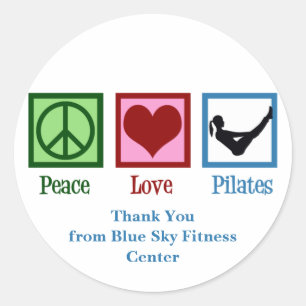 Sticker Rond Peace Love Pilates Cute Custom Studio