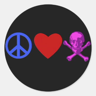 Sticker Rond Peace Love Pirates T-shirts, Mugs, Cadeaux