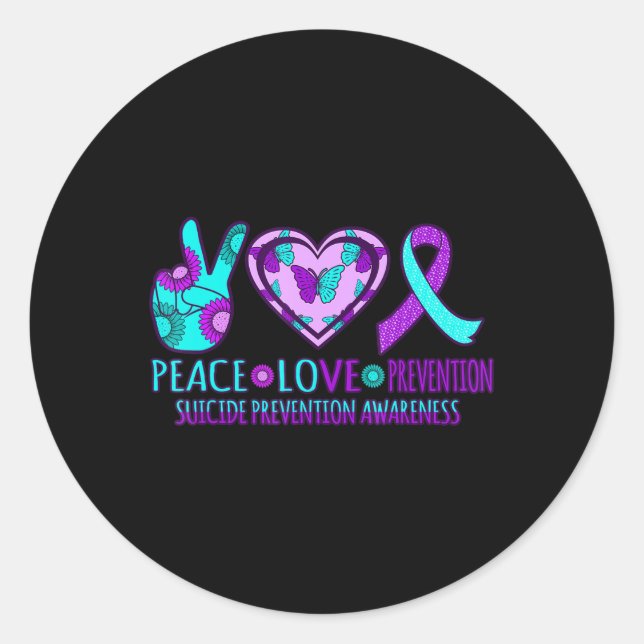 Sticker Rond Peace Love Prevention Bonne page de sensibilisatio (Devant)
