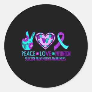 Sticker Rond Peace Love Prevention Bonne page de sensibilisatio
