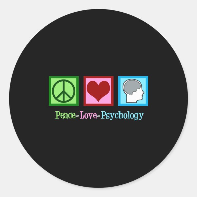 Sticker Rond Peace Love Psychology Cute Psychologist  (Devant)