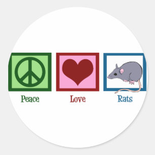 Sticker Rond Peace Love Rats