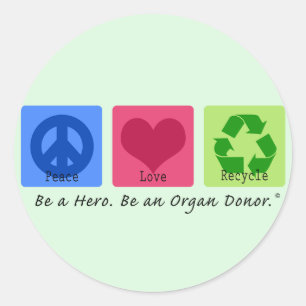 Sticker Rond Peace Love Recycle