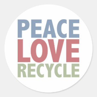 Sticker Rond Peace Love Recycle