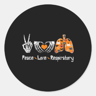 Sticker Rond Peace Love Respiratory Therapist Skeleton Fun Hall