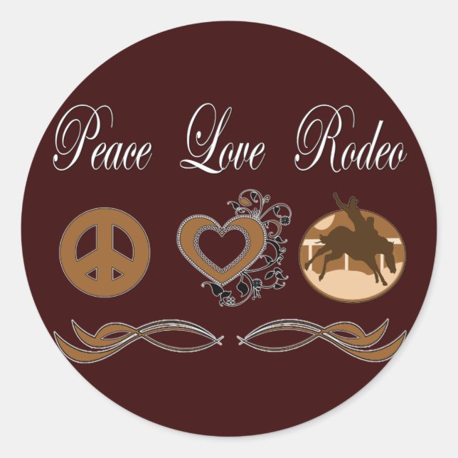 Sticker Rond Peace Love Rodeo (Devant)