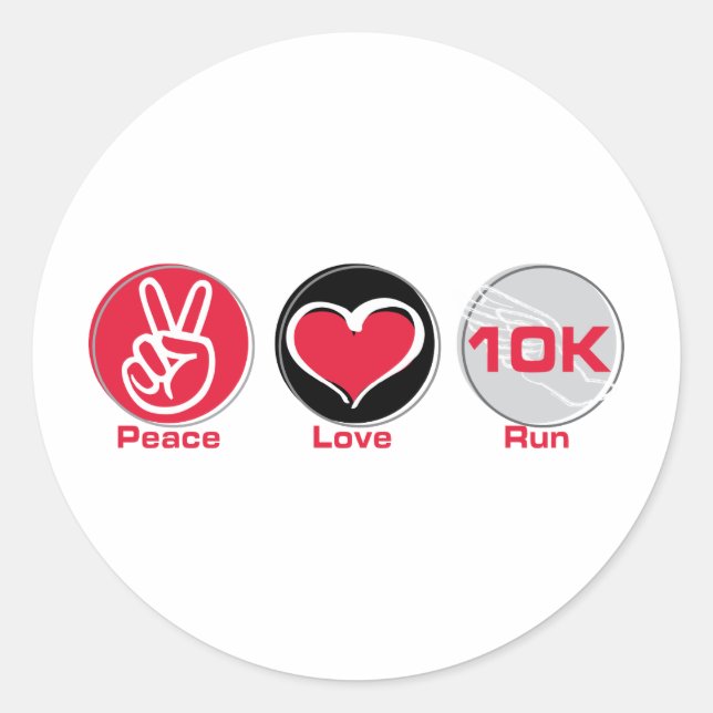 Sticker Rond Peace Love Run 10K (Devant)