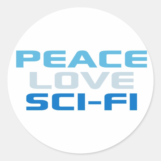Sticker Rond Peace Love Sci-Fi (Devant)