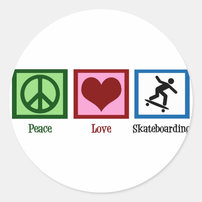 Sticker Rond Peace Love Skateboard (Devant)