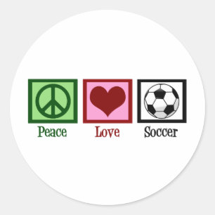 Sticker Rond Peace Love Soccer