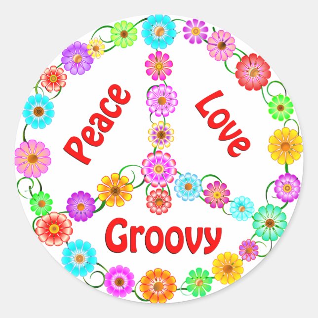 Sticker Rond Peace Love Super (Devant)