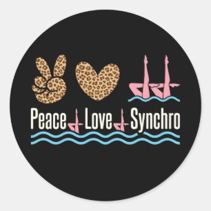 Sticker Rond Peace Love Synchro nage synchronisée
